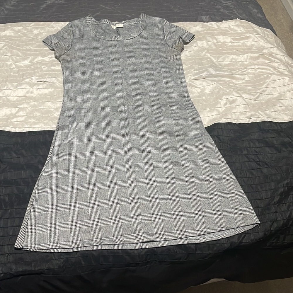 Plaid Dress (Grey, White and Black)
